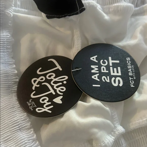 NWT Jolie & Joy White Ribbed Lounge Pants - Picture 5 of 5